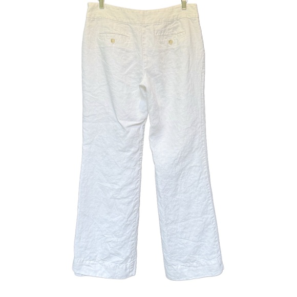 LOFT  Lined Linen-look Wide-leg Pants | White | Size 8 - Picture 2 of 4